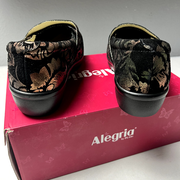 Alegria Lauryn EU 38 US 7.5 Copper Floral Leather Clog‎ Loafer Cross Strap On - Picture 3 of 12